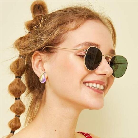 Chunky Teardrop Earrings – Gold & Silver Drop Studs, Hypoallergenic - Picture 4 of 4